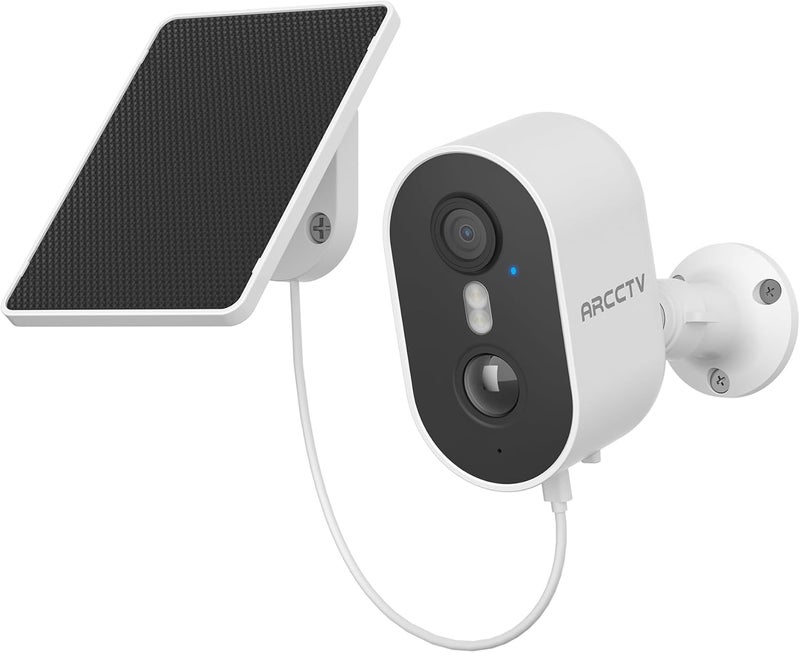 ARCCTV Security Camera Wireless Outdoor, 4MP Recharge Battery Powered WiFi Camera with Solar Panel, Motion Detection, Color Night Vision, 2-Way-Audio, 2.4G/5G Dual Band WiFi - Image 1